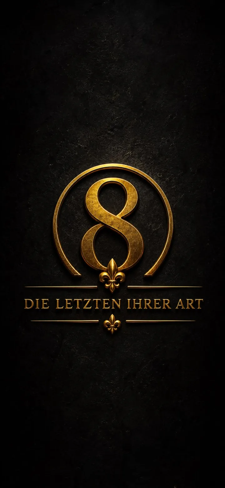 Goldenes Eight-Man Emblem mit dem Schriftzug Die Letzten ihrer Art auf dunklem Grund.